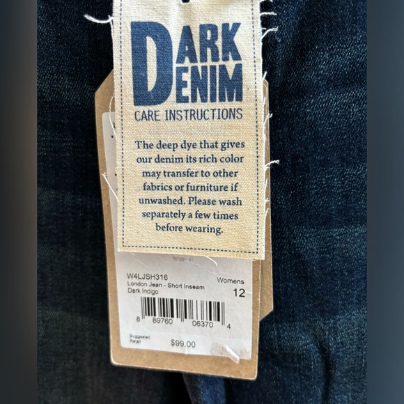 Prana London Jeans NWT Size 12/31 Short Dark Indigo - Picture 3 of 9
